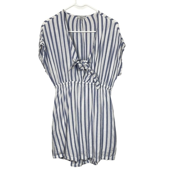 Rails Revolve Cap Sleeve Front Tie Charolette Grenadine Stripe Mini Dress, Small - Picture 9 of 10